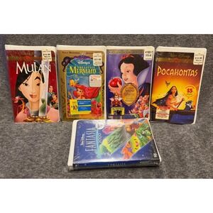 Disney VHS Lot Factory Sealed Mulan Mermaid Snow White Pocahontas Fantasia 2000
